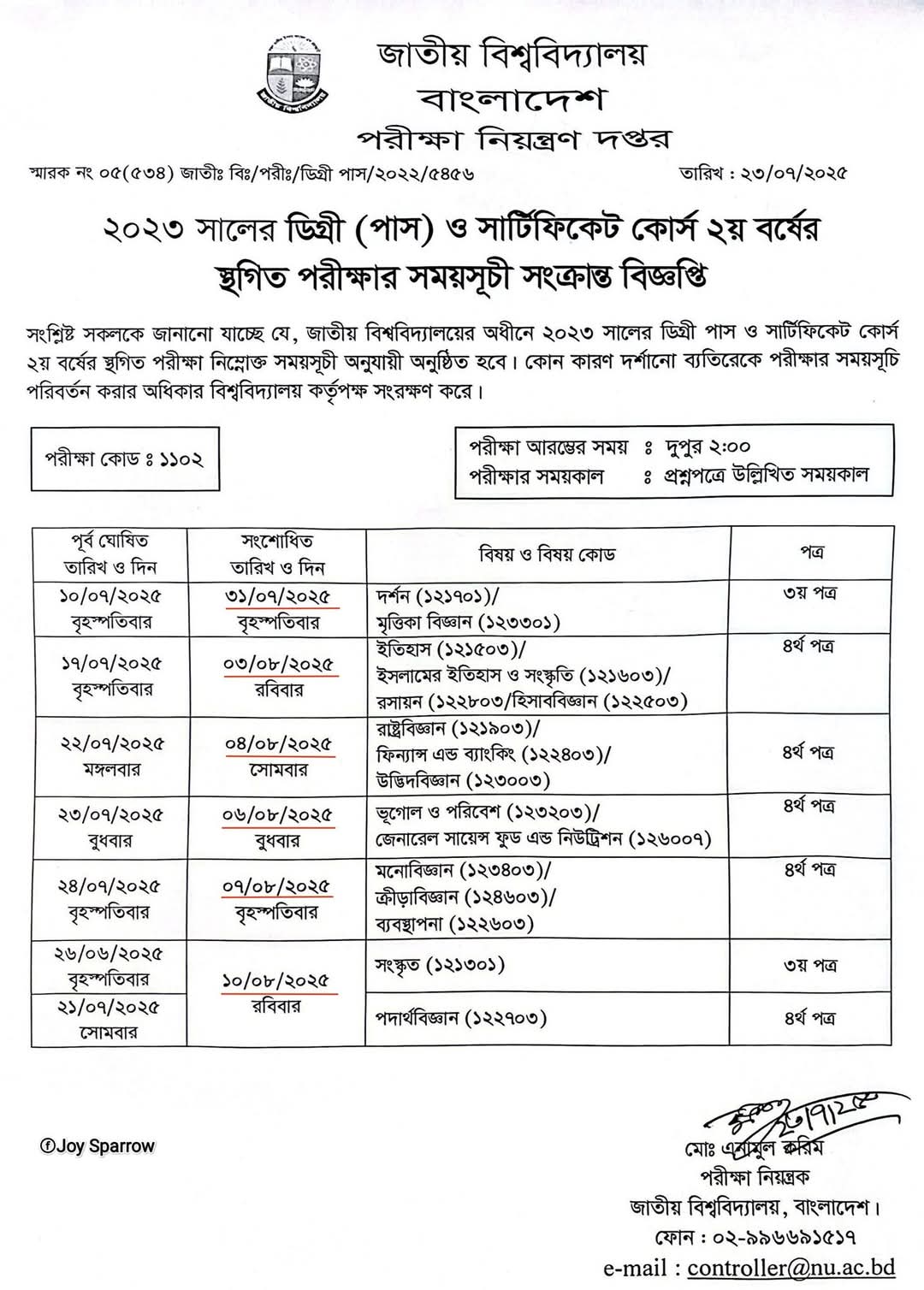 ডিগ্রি ২য় বর্ষের স্থগিত পরীক্ষা শুরু। 